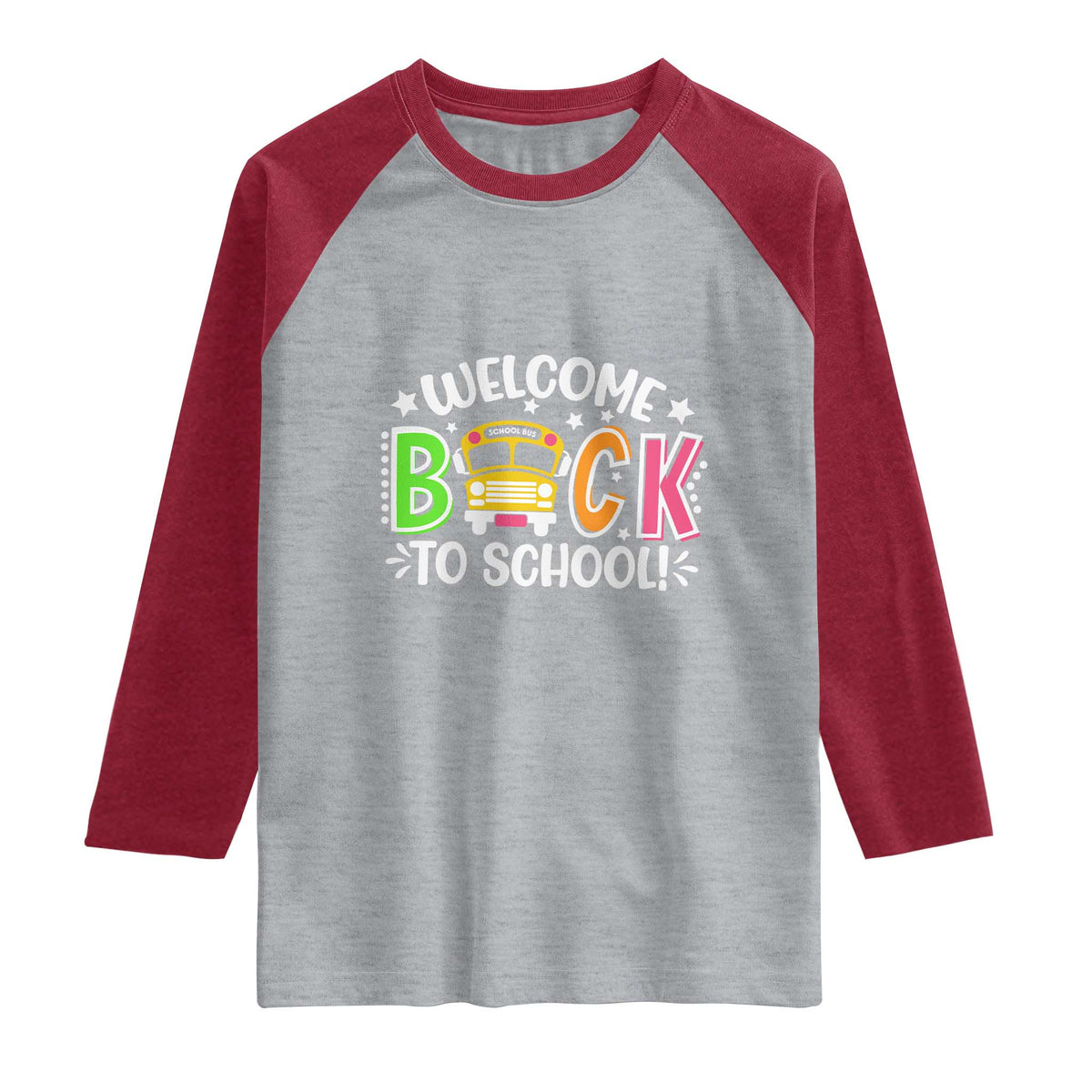 Welcome Back to School Bus Driver Raglan Shirt First Day for School Gifts TS01 Heather Gray Heather Red Print Your Wear