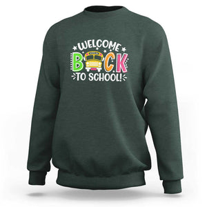 Welcome Back to School Sweatshirt First Day for School Bus Driver TS01 Dark Forest Green Print Your Wear