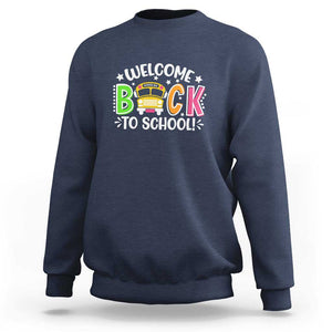 Welcome Back to School Sweatshirt First Day for School Bus Driver TS01 Navy Print Your Wear