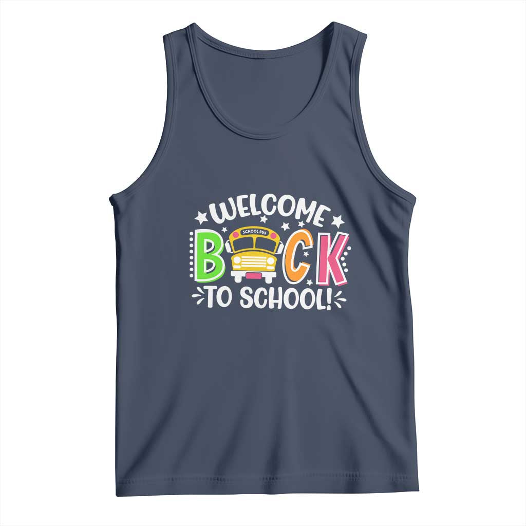 Welcome Back to School Bus Driver Tank Top First Day for School Gifts TS01 Navy Print Your Wear