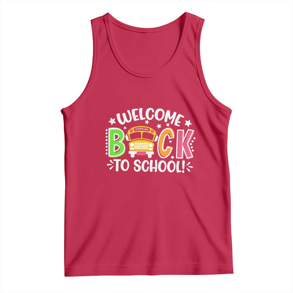 Welcome Back to School Bus Driver Tank Top First Day for School Gifts TS01 Red Print Your Wear