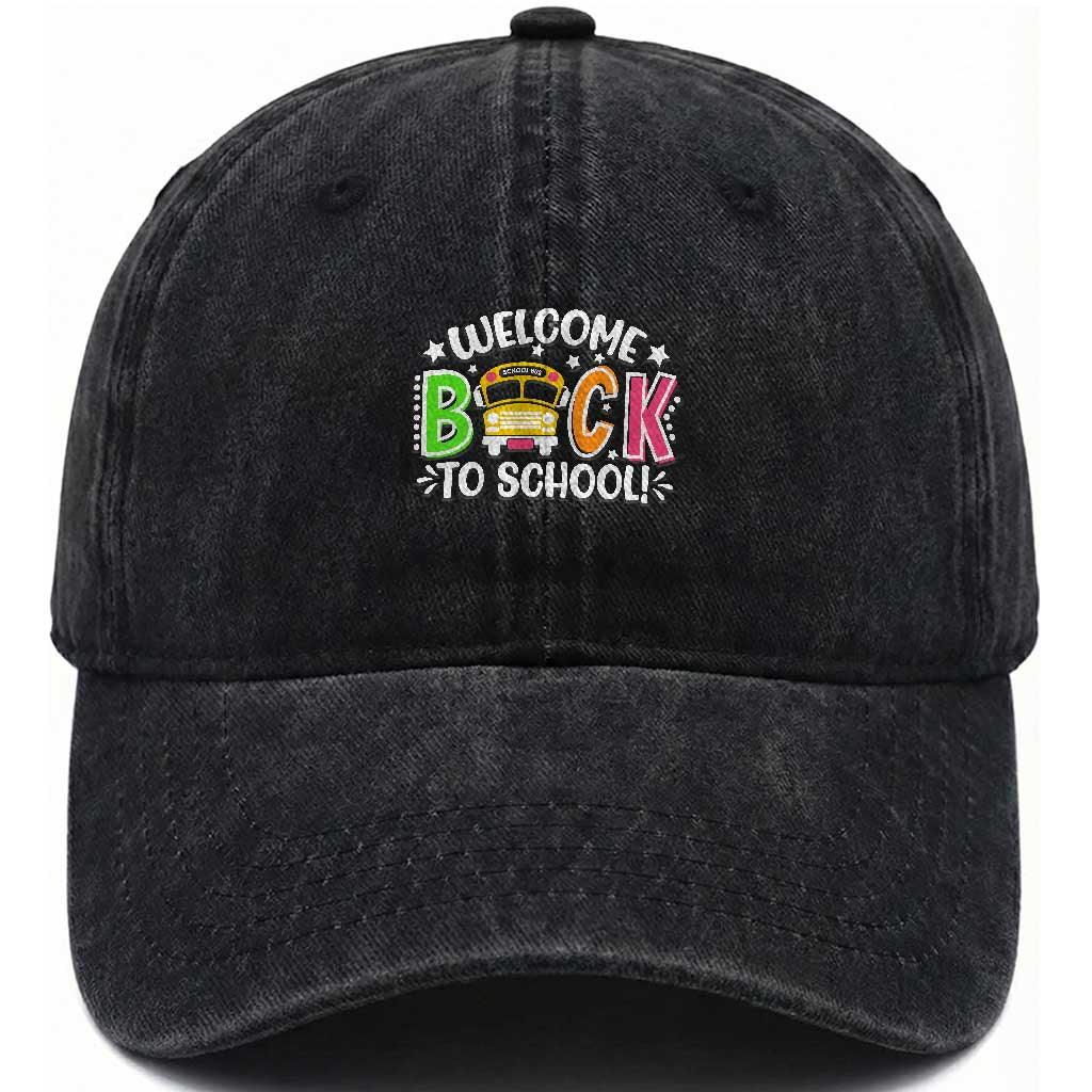 Welcome Back to School Bus Driver Washed Cotton Baseball Cap First Day for School Gifts TS01 Print Your Wear