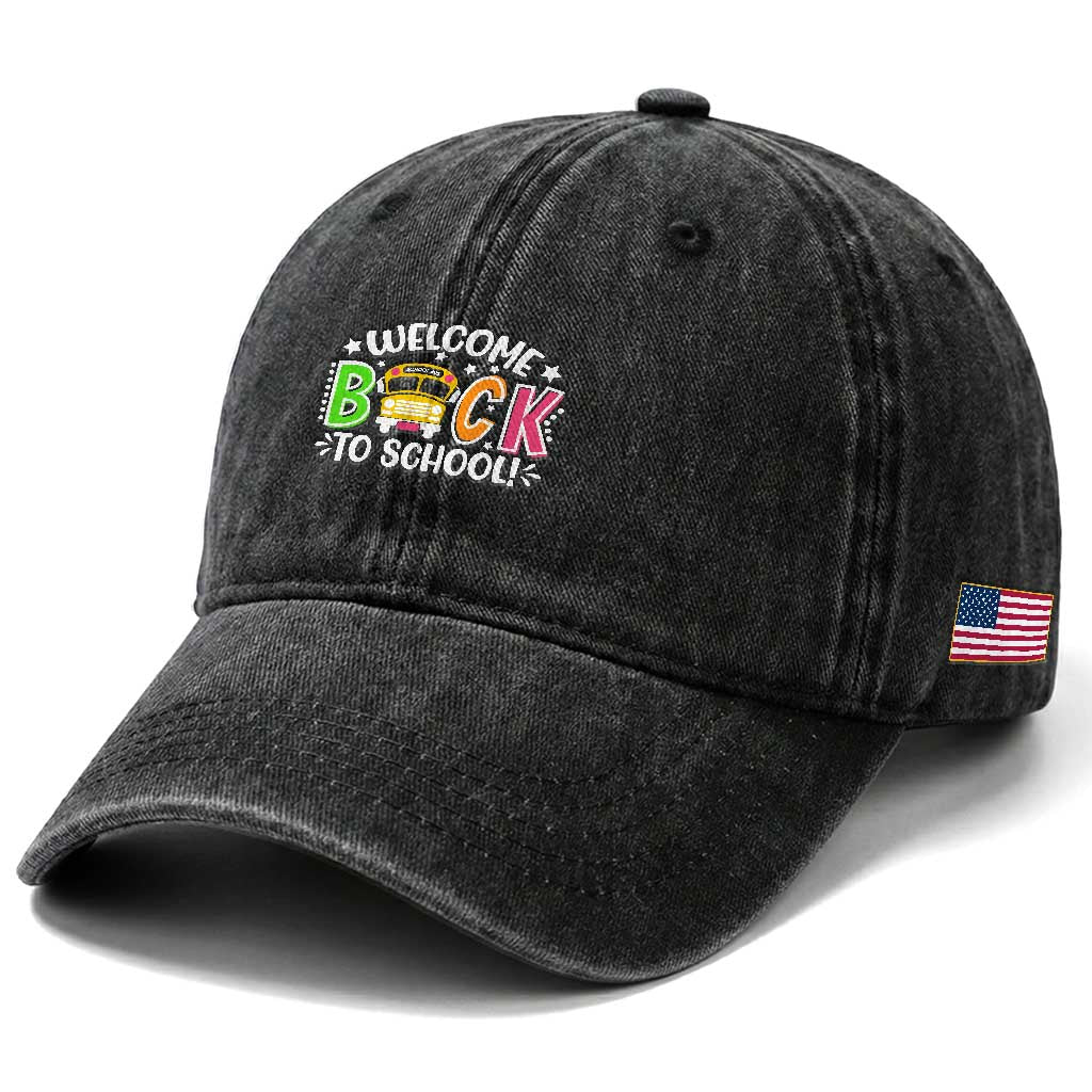 Welcome Back to School Bus Driver Washed Cotton Baseball Cap First Day for School Gifts TS01 Print Your Wear