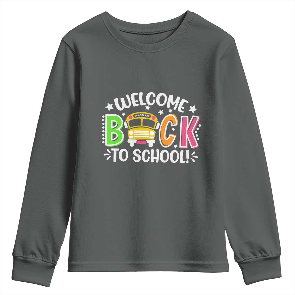 Welcome Back to School Bus Driver Youth Sweatshirt First Day for School Gifts TS01 Dark Heather Print Your Wear