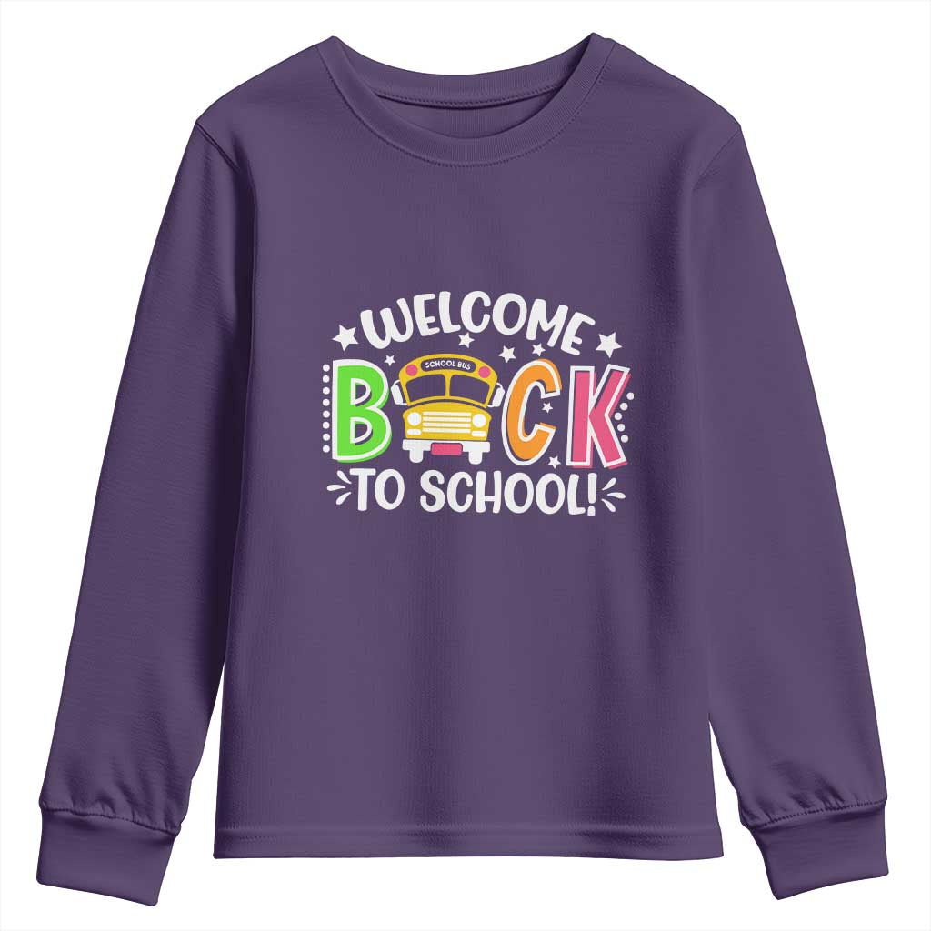 Welcome Back to School Bus Driver Youth Sweatshirt First Day for School Gifts TS01 Purple Print Your Wear