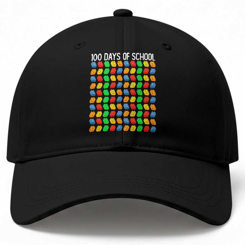 Master Builder 100 Days of School Baseball Cap Funny Toy Building Blocks Gift TS01 Print Your Wear