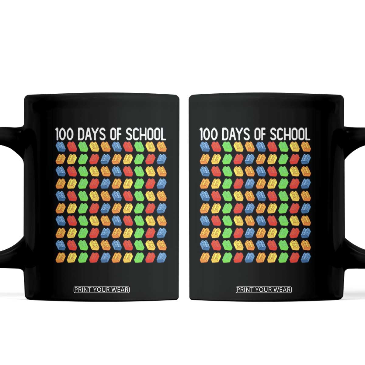 Master Builder 100 Days of School Coffee Mug Funny Toy Building Blocks Gift TS01 Black Print Your Wear