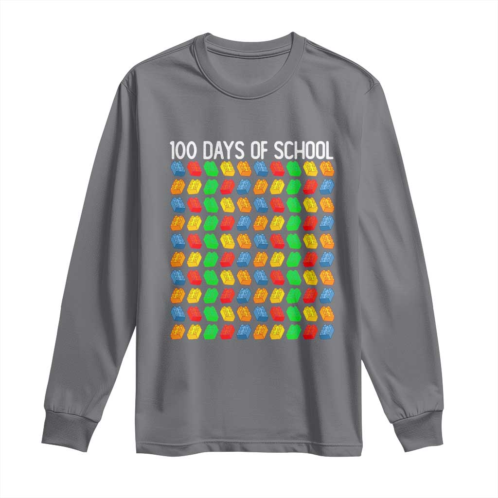 Master Builder 100 Days of School Long Sleeve Shirt Funny Toy Building Blocks Gift TS01 Charcoal Print Your Wear