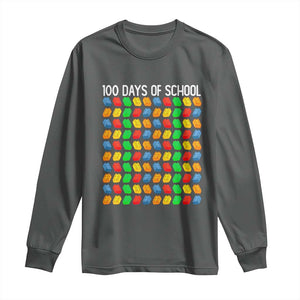 Master Builder 100 Days of School Long Sleeve Shirt Funny Toy Building Blocks Gift TS01 Dark Heather Print Your Wear