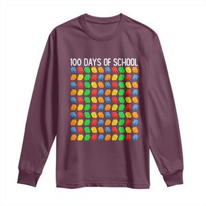 Master Builder 100 Days of School Long Sleeve Shirt Funny Toy Building Blocks Gift TS01 Maroon Print Your Wear