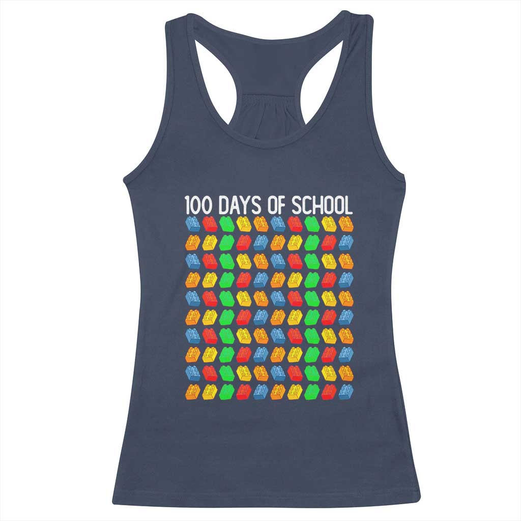 Master Builder 100 Days of School Racerback Tank Top Funny Toy Building Blocks Gift TS01 Navy Print Your Wear