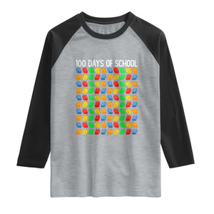 Master Builder 100 Days of School Raglan Shirt Funny Toy Building Blocks Gift TS01 Heather Gray Black Print Your Wear