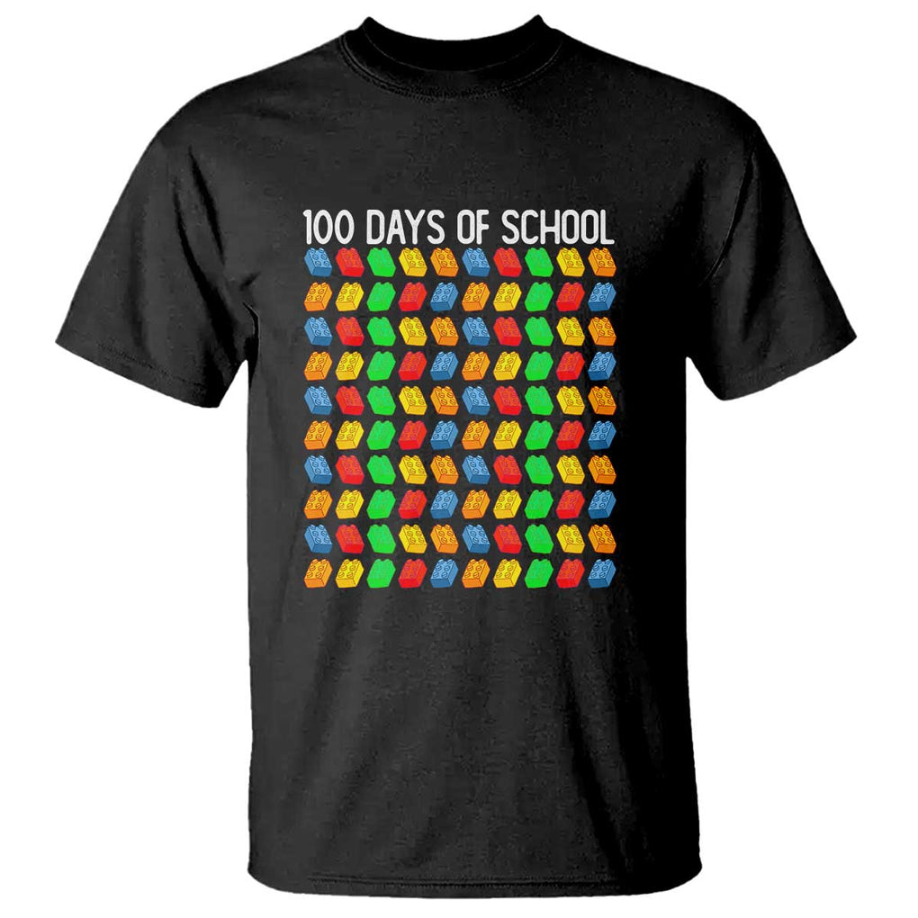 Funny 100 Days of School T Shirt Master Builder Building Blocks TS01 Black Print Your Wear