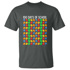 Funny 100 Days of School T Shirt Master Builder Building Blocks TS01 Dark Heather Print Your Wear