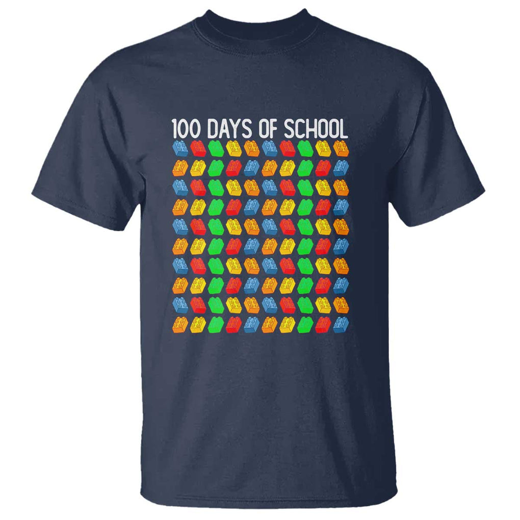 Funny 100 Days of School T Shirt Master Builder Building Blocks TS01 Navy Print Your Wear