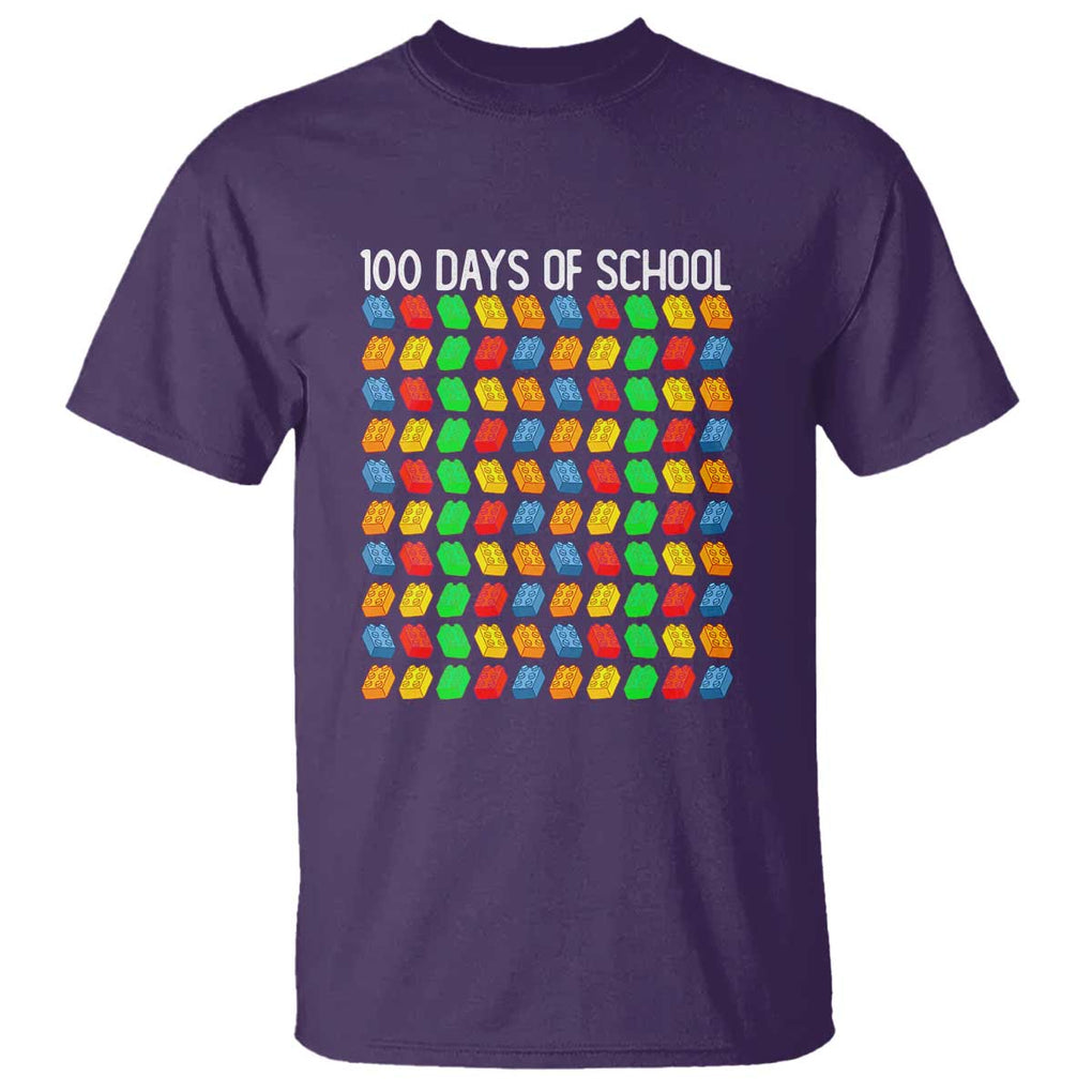 Funny 100 Days of School T Shirt Master Builder Building Blocks TS01 Purple Print Your Wear