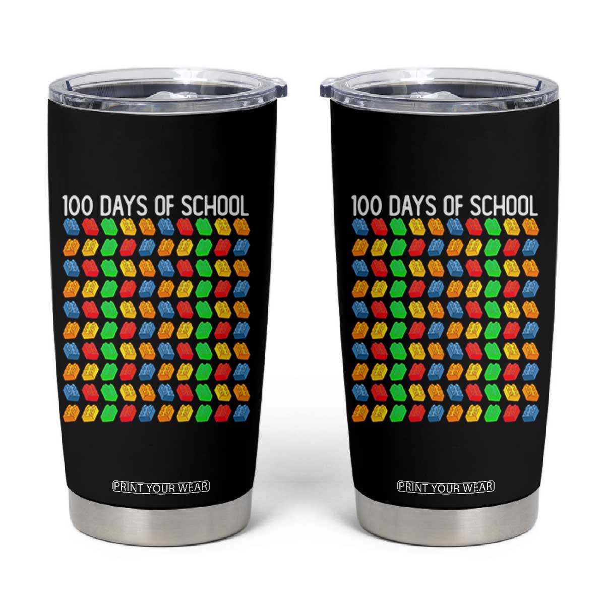 Master Builder 100 Days of School Tumbler Cup Funny Toy Building Blocks Gift TS01 Black Print Your Wear