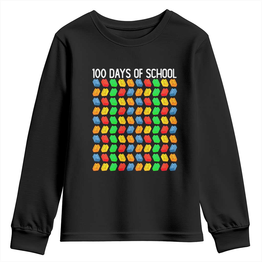 Master Builder 100 Days of School Youth Sweatshirt Funny Toy Building Blocks Gift TS01 Black Print Your Wear