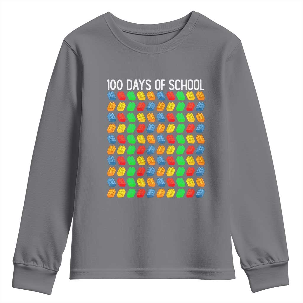 Master Builder 100 Days of School Youth Sweatshirt Funny Toy Building Blocks Gift TS01 Charcoal Print Your Wear