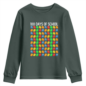 Master Builder 100 Days of School Youth Sweatshirt Funny Toy Building Blocks Gift TS01 Dark Forest Green Print Your Wear