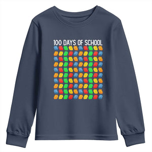 Master Builder 100 Days of School Youth Sweatshirt Funny Toy Building Blocks Gift TS01 Navy Print Your Wear
