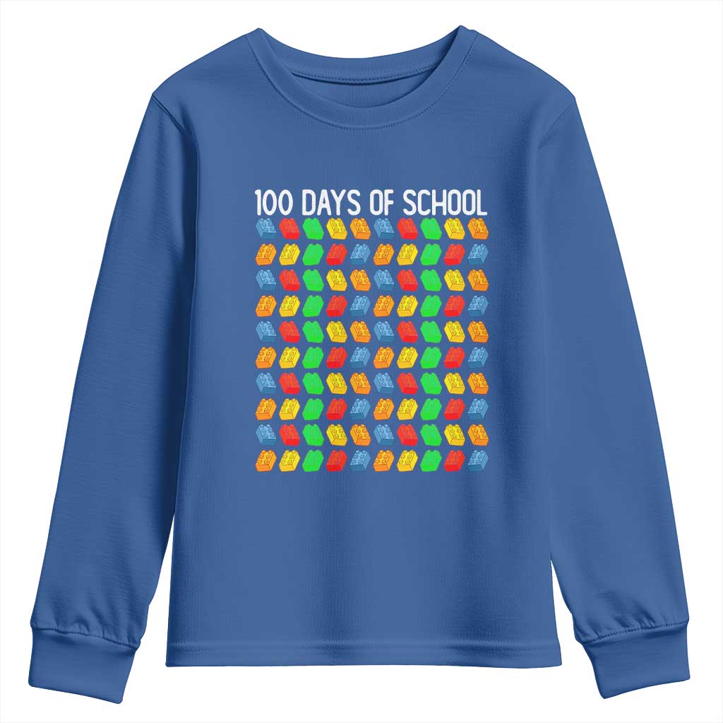 Master Builder 100 Days of School Youth Sweatshirt Funny Toy Building Blocks Gift TS01 Royal Blue Print Your Wear