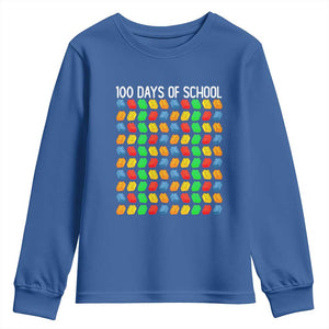 Master Builder 100 Days of School Youth Sweatshirt Funny Toy Building Blocks Gift TS01 Royal Blue Print Your Wear