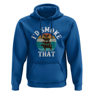 Funny Retro BBQ Party Smoker Chef Dad Gift - I'd Smoke That Hoodie TS01 Royal Blue Print Your Wear