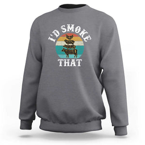 Funny Retro BBQ Party Smoker Chef Dad Gift - I'd Smoke That Sweatshirt TS01 Charcoal Print Your Wear