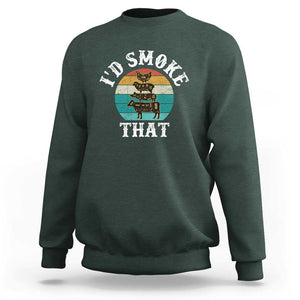 Funny Retro BBQ Party Smoker Chef Dad Gift - I'd Smoke That Sweatshirt TS01 Dark Forest Green Print Your Wear