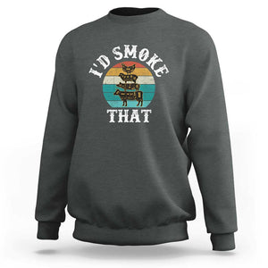 Funny Retro BBQ Party Smoker Chef Dad Gift - I'd Smoke That Sweatshirt TS01 Dark Heather Print Your Wear