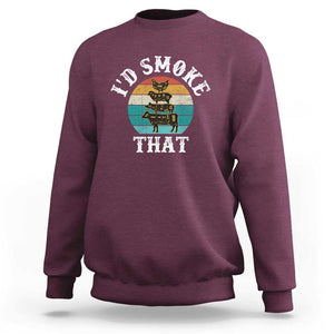 Funny Retro BBQ Party Smoker Chef Dad Gift - I'd Smoke That Sweatshirt TS01 Maroon Print Your Wear