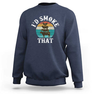 Funny Retro BBQ Party Smoker Chef Dad Gift - I'd Smoke That Sweatshirt TS01 Navy Print Your Wear