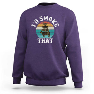 Funny Retro BBQ Party Smoker Chef Dad Gift - I'd Smoke That Sweatshirt TS01 Purple Print Your Wear