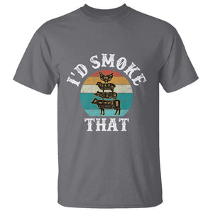 Funny Retro BBQ Party Smoker Chef Dad Gift - I'd Smoke That T Shirt TS01 Charcoal Print Your Wear