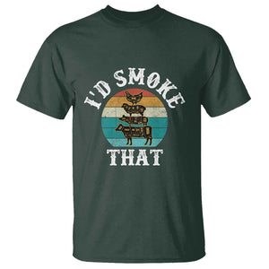 Funny Retro BBQ Party Smoker Chef Dad Gift - I'd Smoke That T Shirt TS01 Dark Forest Green Print Your Wear