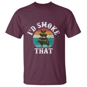 Funny Retro BBQ Party Smoker Chef Dad Gift - I'd Smoke That T Shirt TS01 Maroon Print Your Wear