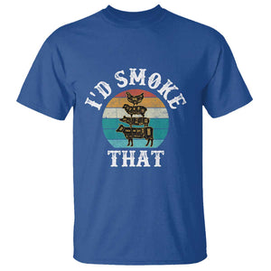 Funny Retro BBQ Party Smoker Chef Dad Gift - I'd Smoke That T Shirt TS01 Royal Blue Print Your Wear