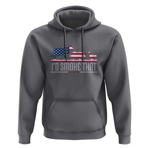 4th July I'd Smoke That Patriot BBQ Barbeque Cook Chef Hoodie TS01 Charcoal Print Your Wear