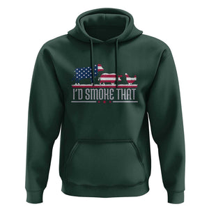 4th July I'd Smoke That Patriot BBQ Barbeque Cook Chef Hoodie TS01 Dark Forest Green Print Your Wear