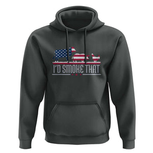 4th July I'd Smoke That Patriot BBQ Barbeque Cook Chef Hoodie TS01 Dark Heather Print Your Wear