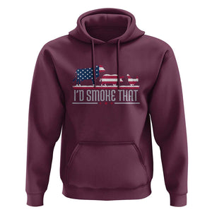 4th July I'd Smoke That Patriot BBQ Barbeque Cook Chef Hoodie TS01 Maroon Print Your Wear