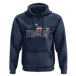 4th July I'd Smoke That Patriot BBQ Barbeque Cook Chef Hoodie TS01 Navy Print Your Wear