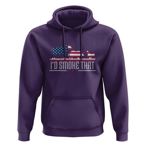 4th July I'd Smoke That Patriot BBQ Barbeque Cook Chef Hoodie TS01 Purple Print Your Wear