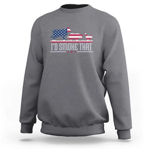 4th July I'd Smoke That Patriot BBQ Barbeque Cook Chef Sweatshirt TS01 Charcoal Print Your Wear