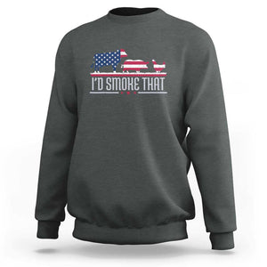 4th July I'd Smoke That Patriot BBQ Barbeque Cook Chef Sweatshirt TS01 Dark Heather Print Your Wear