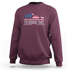 4th July I'd Smoke That Patriot BBQ Barbeque Cook Chef Sweatshirt TS01 Maroon Print Your Wear