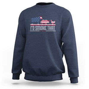 4th July I'd Smoke That Patriot BBQ Barbeque Cook Chef Sweatshirt TS01 Navy Print Your Wear