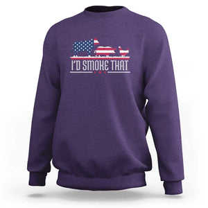 4th July I'd Smoke That Patriot BBQ Barbeque Cook Chef Sweatshirt TS01 Purple Print Your Wear