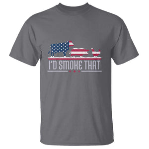 4th July I'd Smoke That Patriot BBQ Barbeque Cook Chef T Shirt TS01 Charcoal Print Your Wear